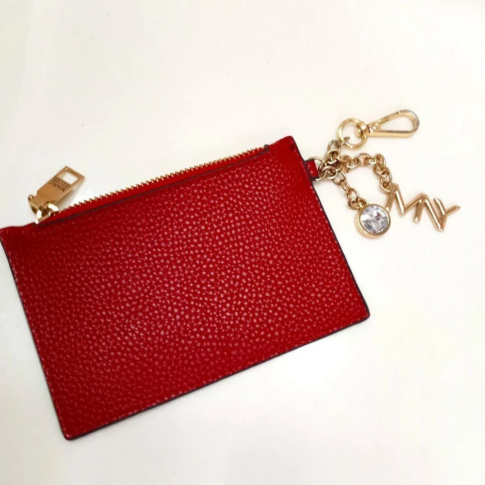 NWOT ANDREW MARC NY Leather Zipper Coin Purse/Wallet or ID Pouch & Keychain 4x6